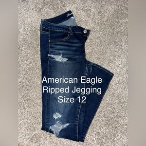 American Eagle Outfitters Women's Blue Ripped Jeggings
